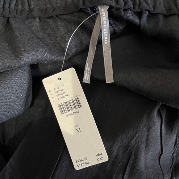 NWT ANTHROPOLOGIE Black Wide Leg Cropped Linen Pant, XL - Picture 8 of 10